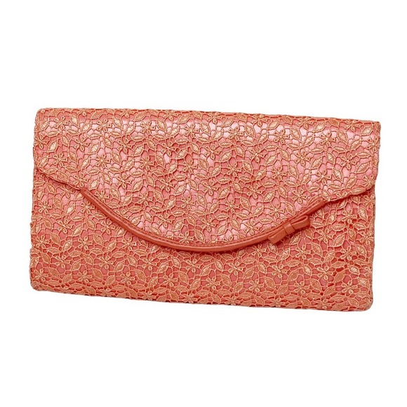 Banana Republic Handbags - Banana Republic Coral Lace Clutch